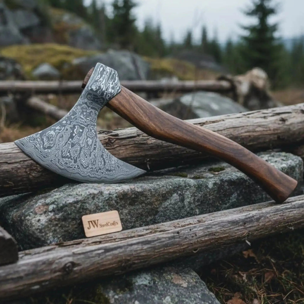 18"Inches Damascus Steel Axe Viking Axe Hatchet Axe Bearded Axe Tomahawk