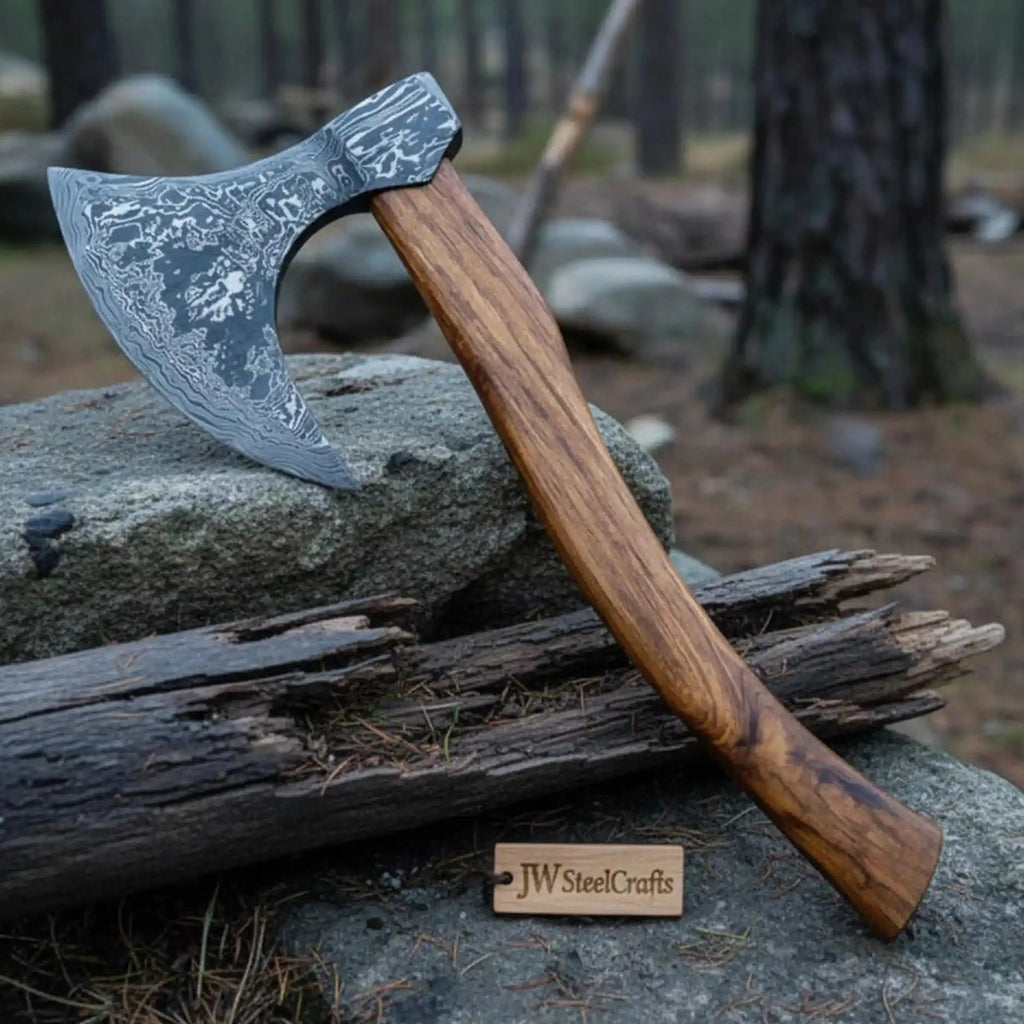18"Inches Damascus Steel Axe Viking Axe Hatchet Axe Bearded Axe Tomahawk
