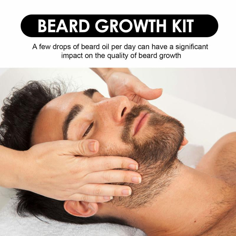Beard Growth Serum & Derma Roller Kit, Beard Care Nutritional Oil, Making Beards Thicker and More Shiny, Daily Beard Care Products for Men